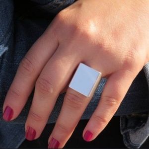 RING NEW SILVER STEEL CUBOID CUBE